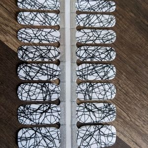 Nail Wraps - Modern  Black and White Scribble